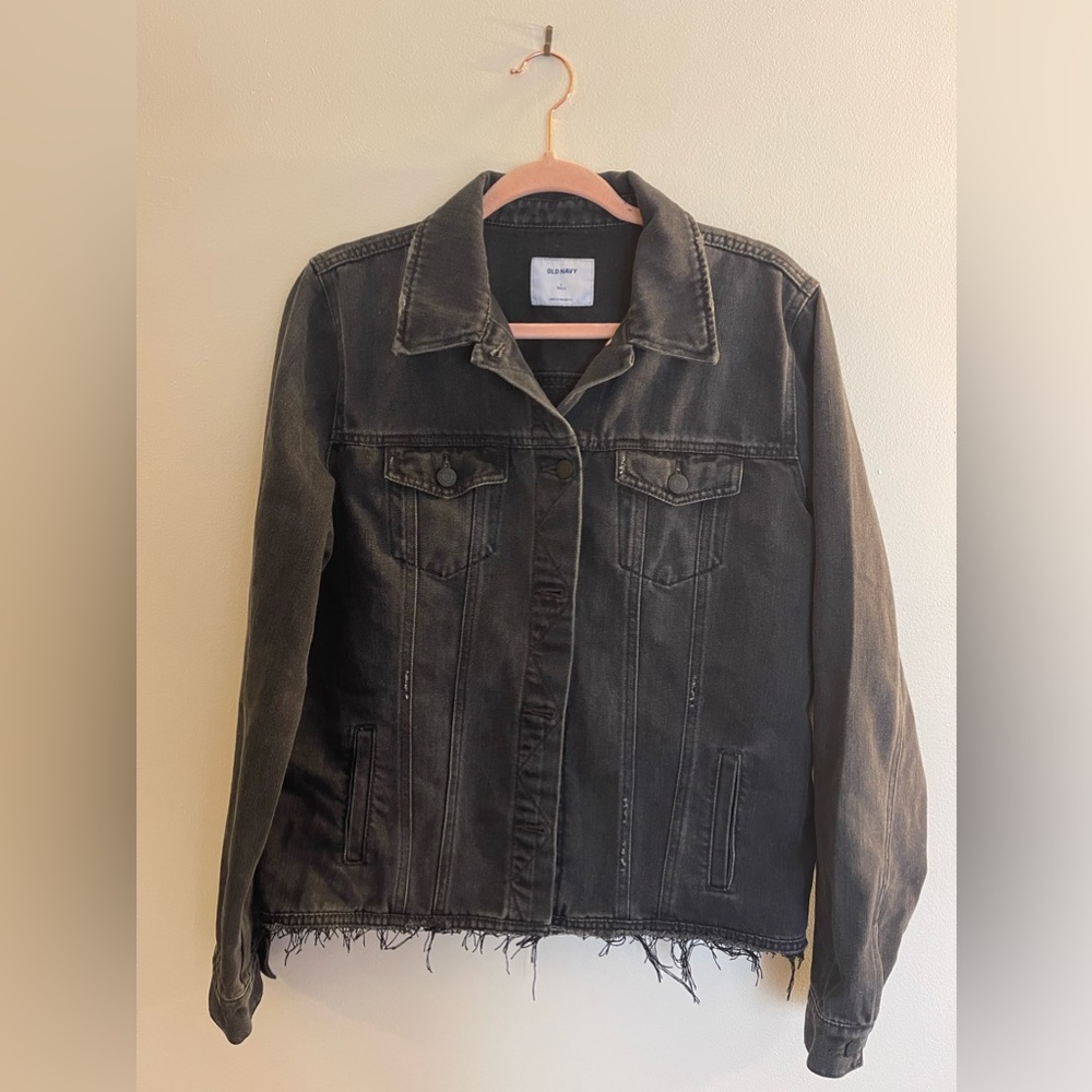 Distressed Black Boyfriend Demin Jacket - Large Tall